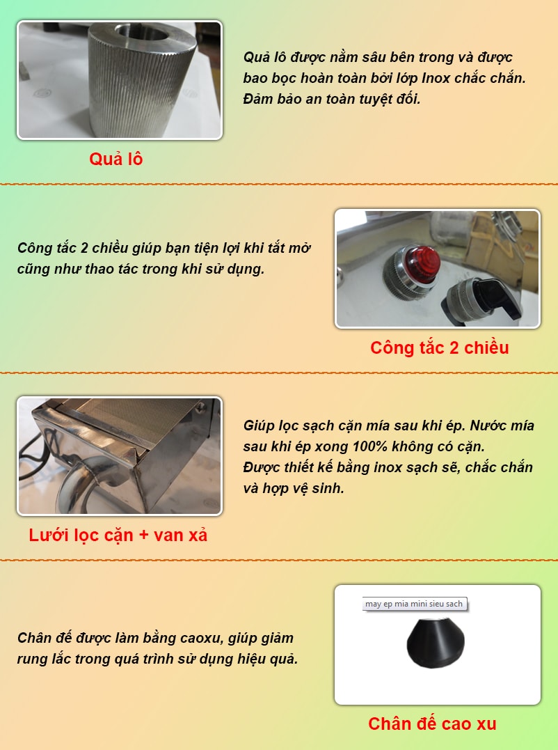Máy ép mía F1- 400 đặt bàn